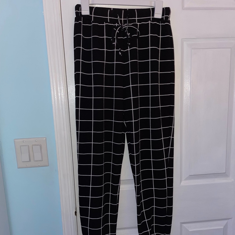SHEIN Grid Print Pants with Elastic Band - Medium